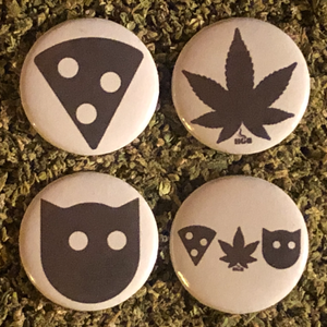 1" Pizza, Pot and Pussy Button Set - White
